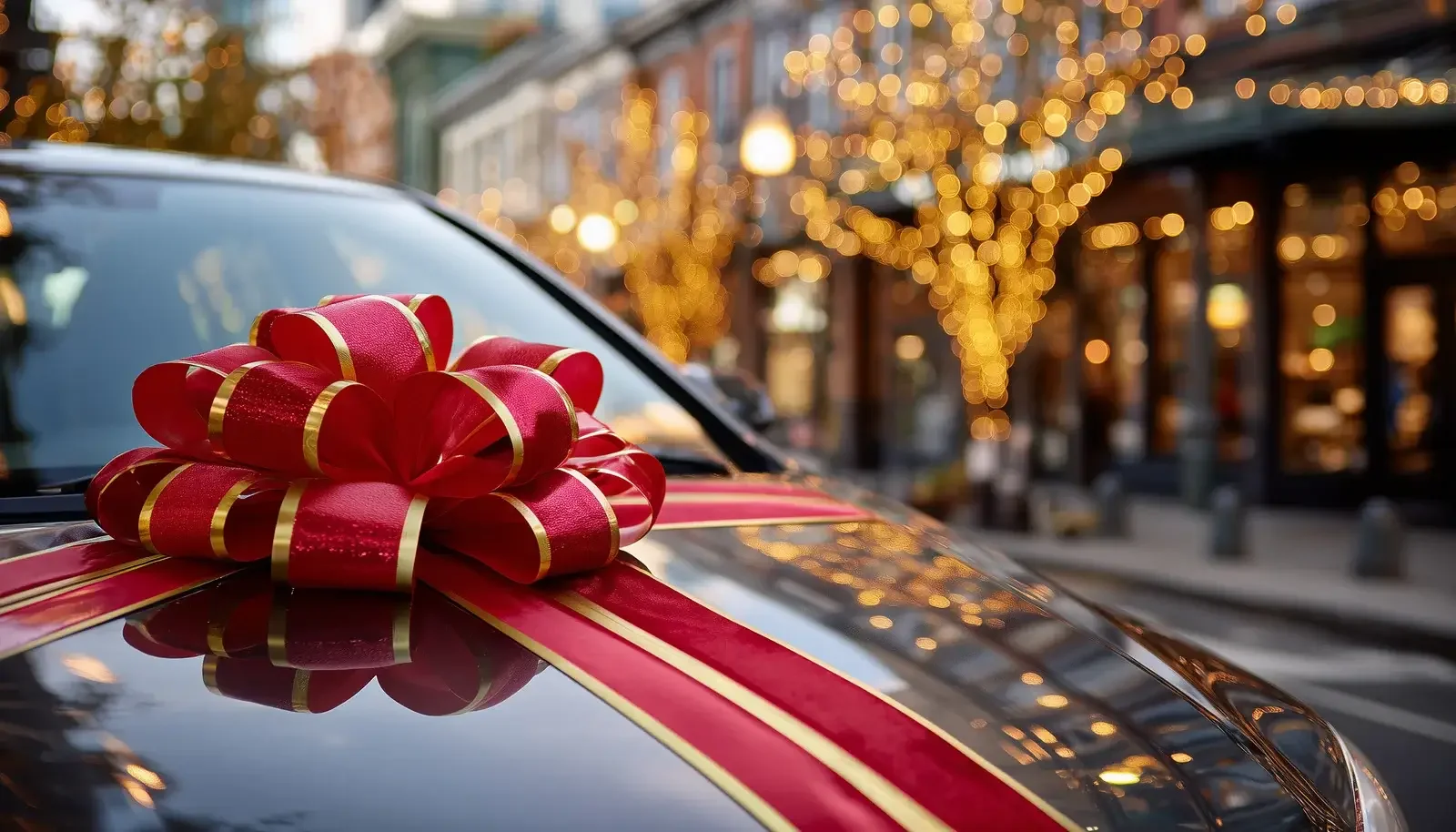 รถใหม่ติดโบว์สีแดง