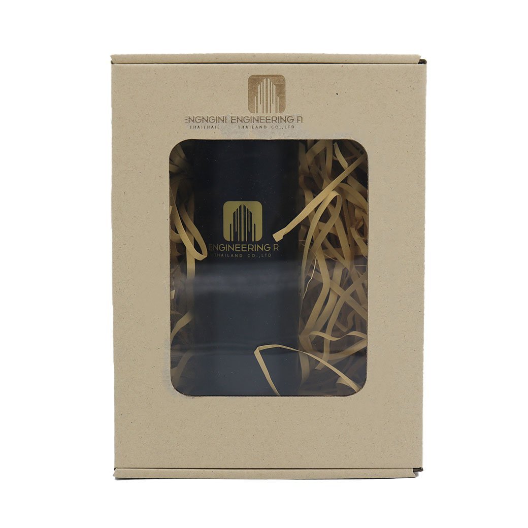 Gift set Premium กล่องคราฟท์ ทำโลโก้เลเซอร์ พร้อมกระบอกน้ำเก็บอุณหภูมิ สกรีนโลโก้