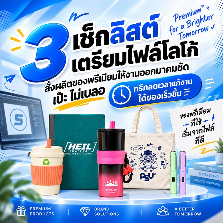 3 เช็กลิสต์เตรียมไฟล์โลโก้ก่อนสั่งผลิตของพรีเมียม ให้งานเป๊ะ คมชัด ไม่เบลอ!