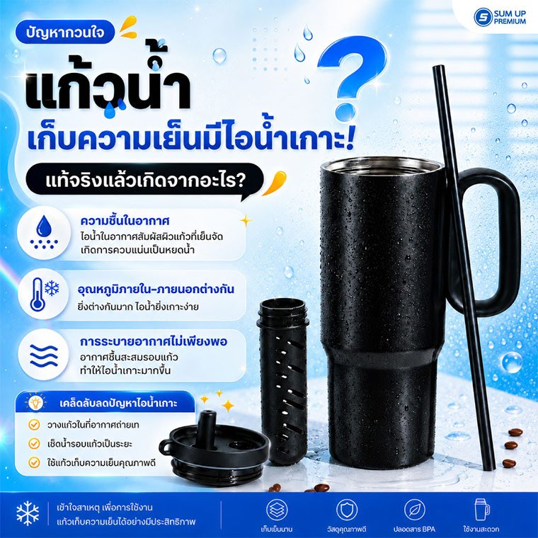 ปัญหากวนใจ ซื้อแก้วเก็บความเย็นมา แต่ทำไมยังมีไอน้ำเกาะรอบแก้วจนโต๊ะเปียก