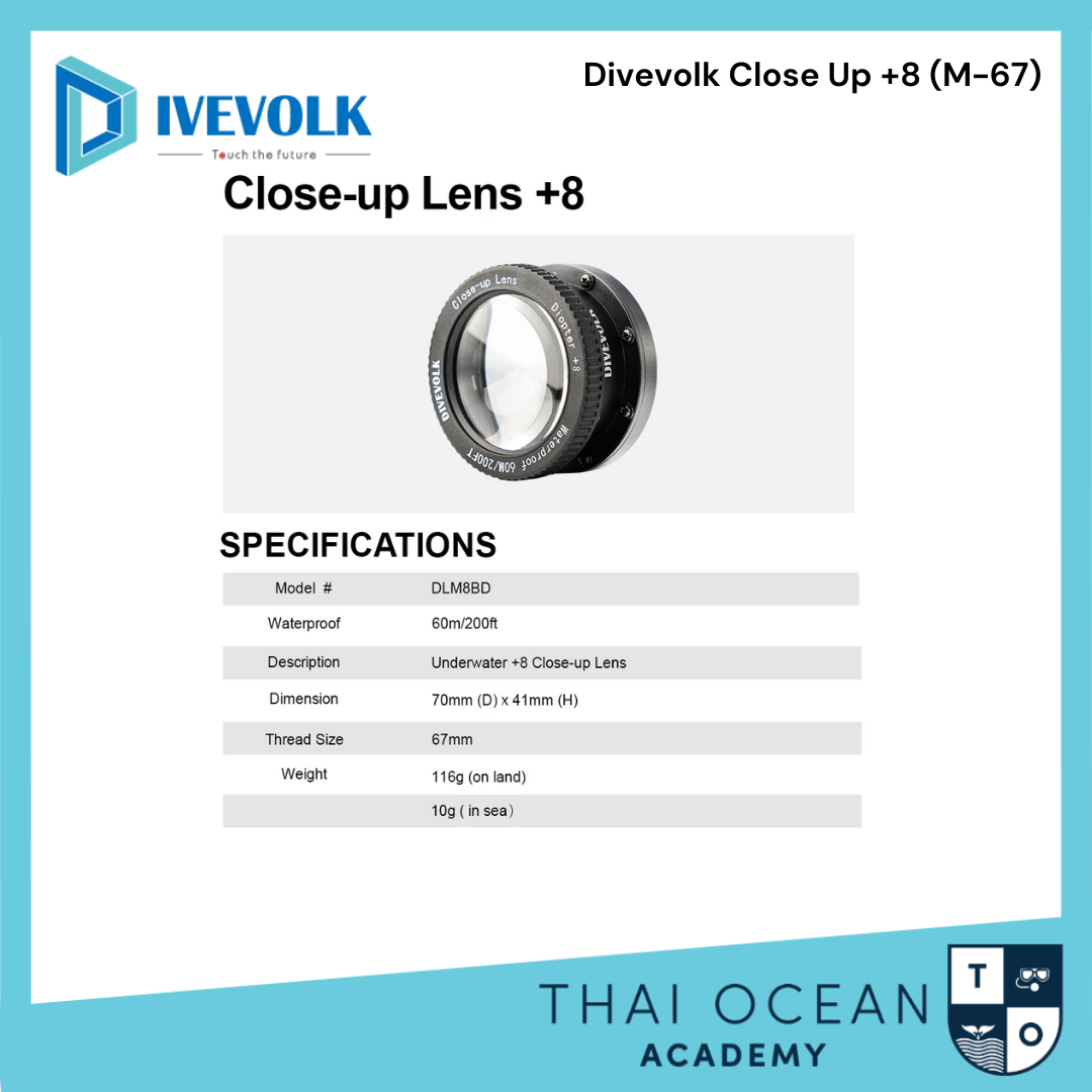 Divevolk Close Up Pro +8 (M-67) Lens For Macro - Thai Ocean Academy
