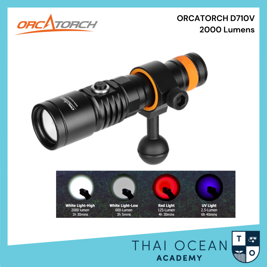 Orcatorch D710V Dive Light 2000 lumen For Recreational with UV light