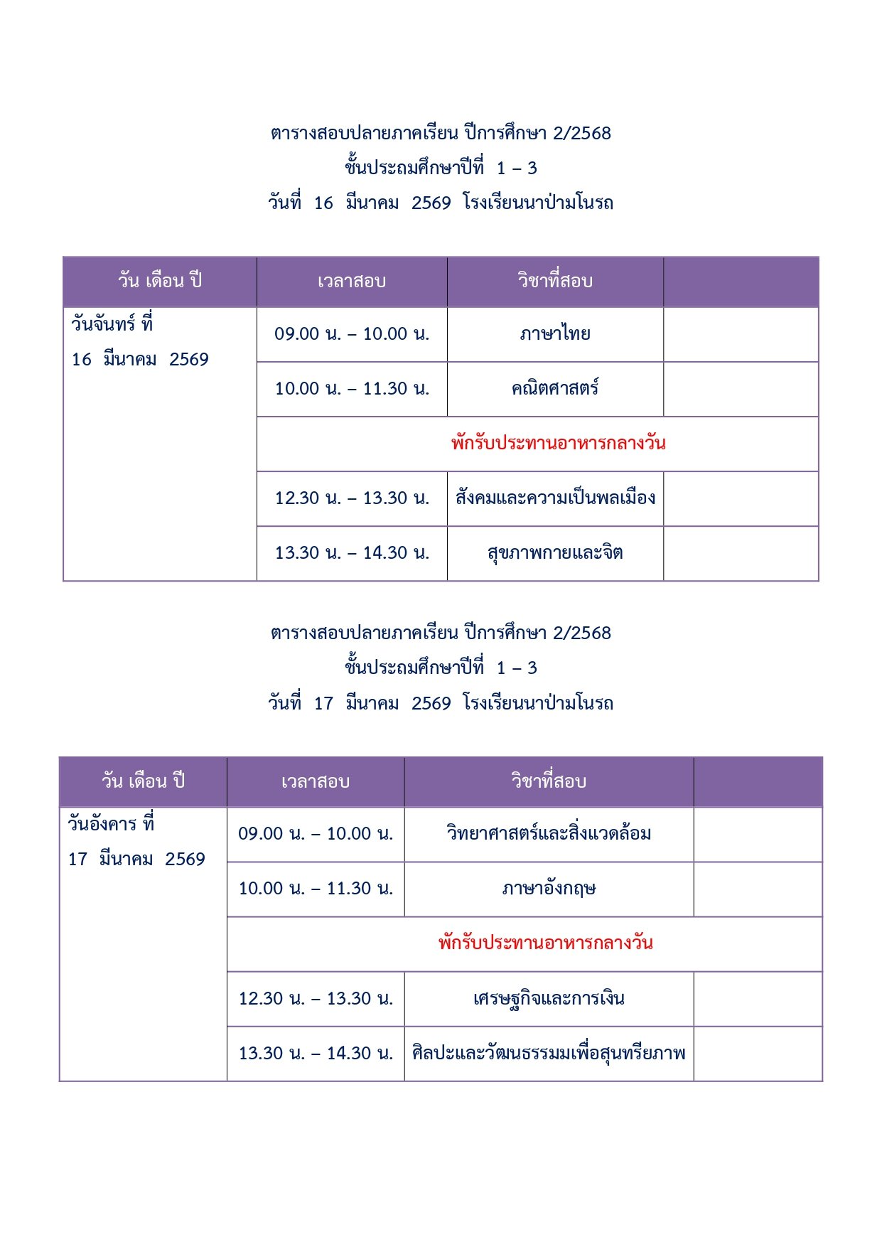  สอบปลายภาค 2/2568