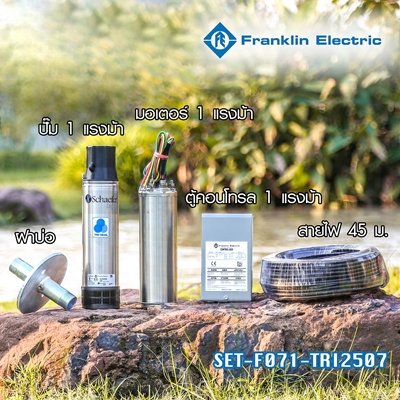 ชุดปั๊มน้ำบาดาล (ปั๊มซับเมอร์ส) Franklin รุ่น TRI-SEAL ขนาด 4 นิ้ว กำลัง 1 แรงม้า 1 เฟส 7 ใบพัด
