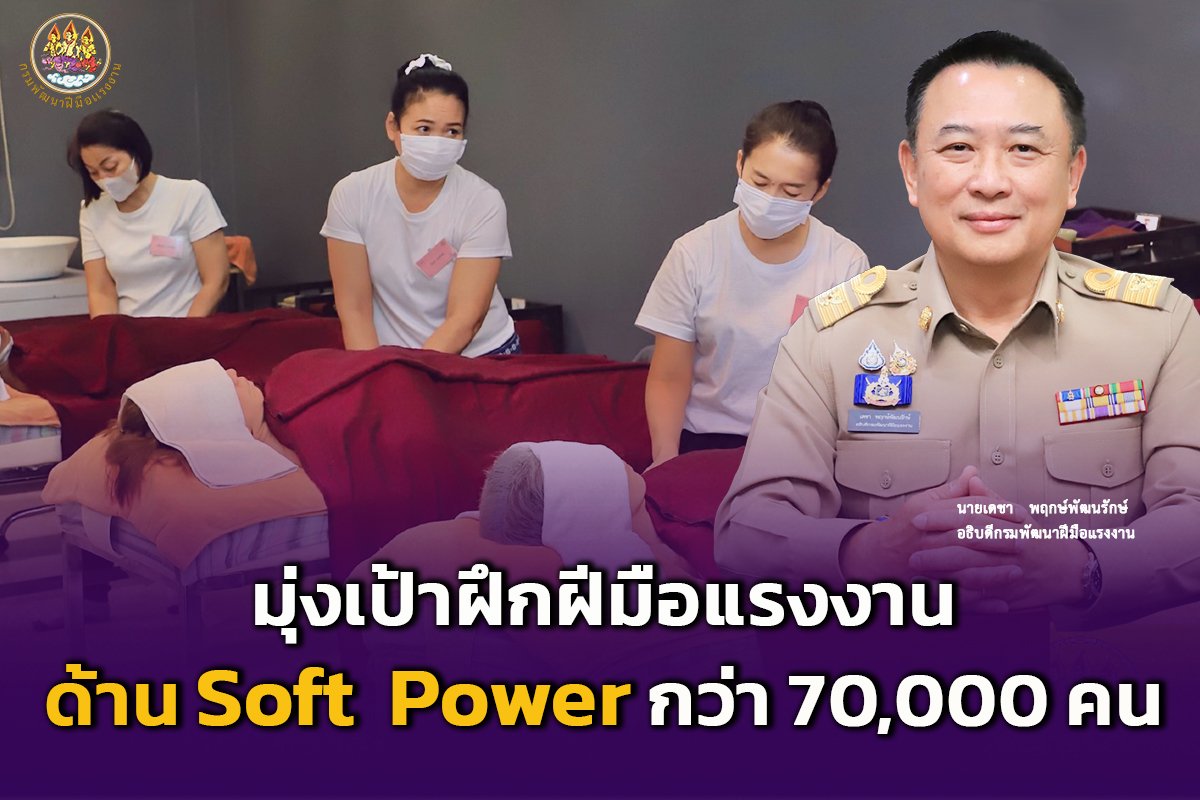 "กพร."มุ่งเป้ายกระดับแรงงานจัดหลักสูตร Soft Power ปี 68 ตั้งเป้าฝึกกว่า 70,000 คน