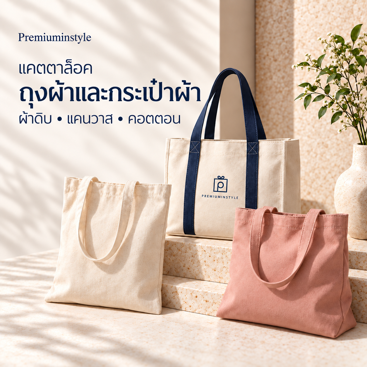ถุงผ้าดิบ กระเป๋าผ้าแคนวาส ถุงผ้าคอตต้อน