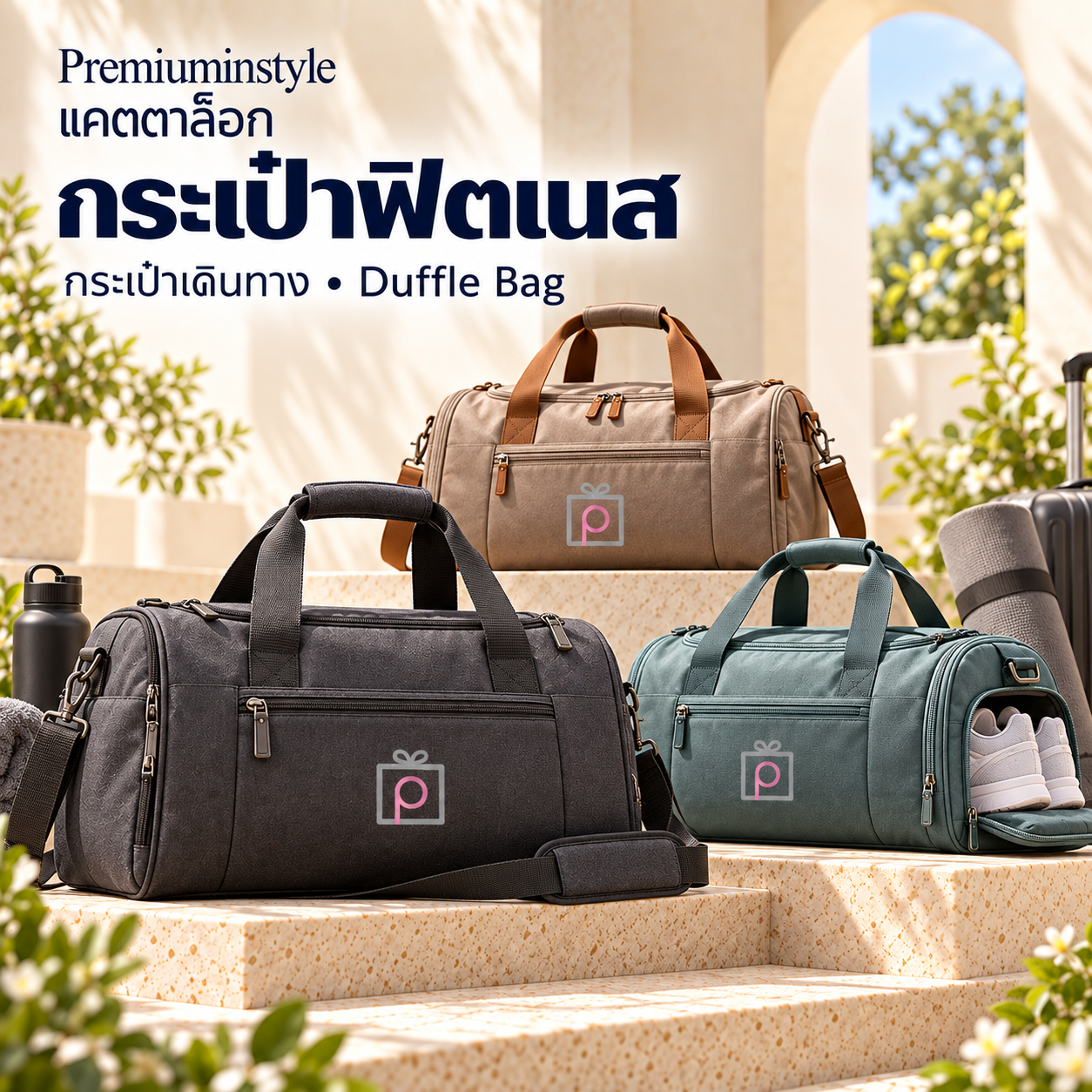 พรีเมี่ยมกระเป๋าฟิตเนส กระเป๋าเดินทาง Duffle Bag