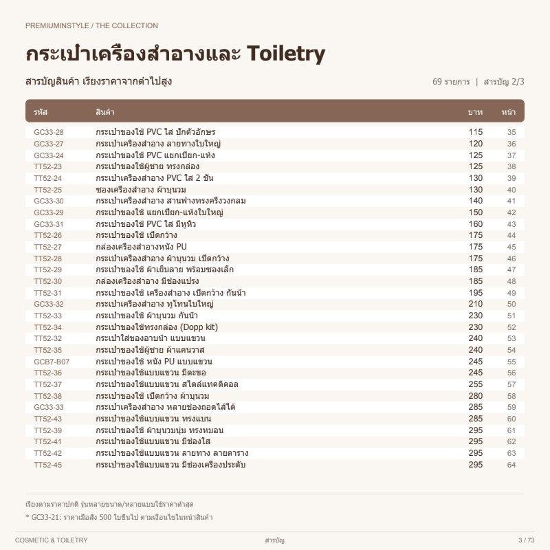 แคตตาล็อกกระเป๋าเครื่องสำอาง กระเป๋าใส่ของใช้ Cosmetic & Toiletry Bags ของพรีเมี่ยม พิมพ์โลโก้ แคตตาล็อกกระเป๋าเครื่องสำอาง กระเป๋าใส่ของใช้ Cosmetic & Toiletry Bags ของพรีเมี่ยม พิมพ์โลโก้ หน้า 3