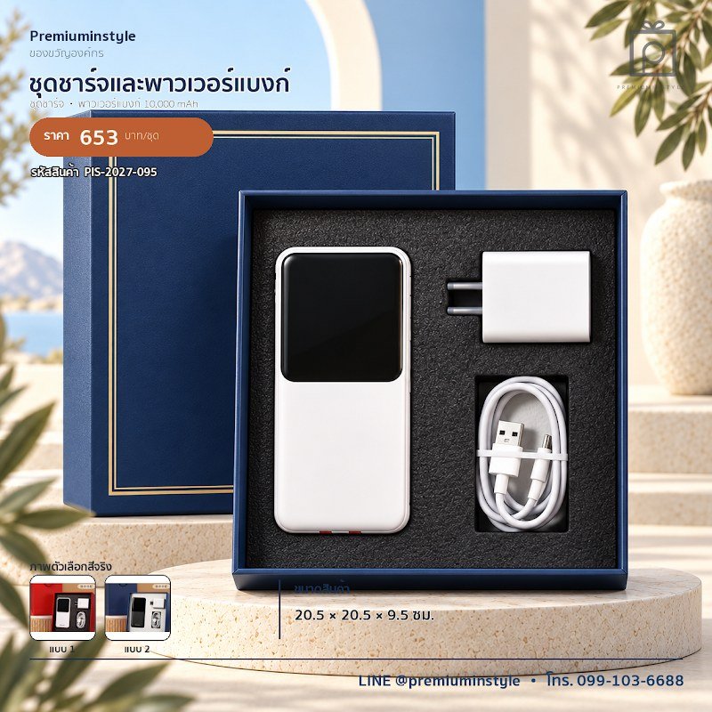 ชุดชาร์จและพาวเวอร์แบงก์ ของขวัญไอที VIP สกรีนโลโก้ รหัส PIS-2027-095