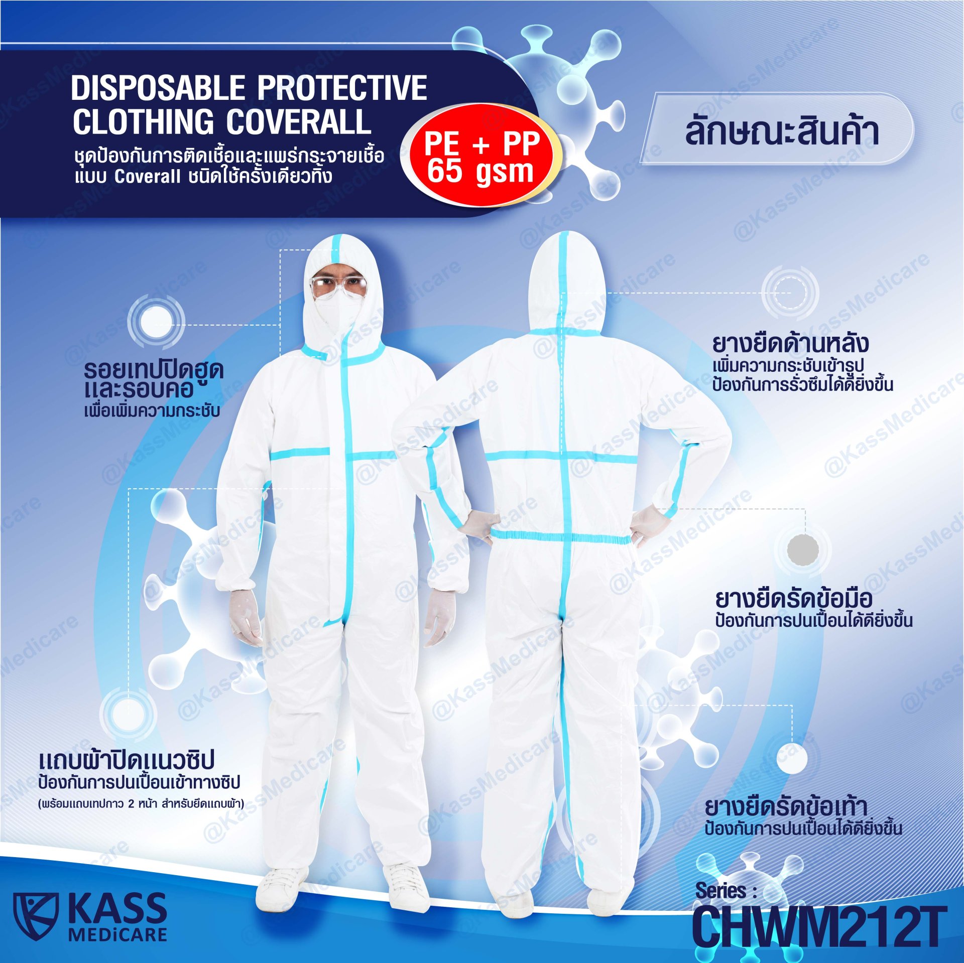 PPE มาตรฐาน : GB19082-2009, ISO13485-2016 พร้อมส่ง ชุดป้องกันการติด ...