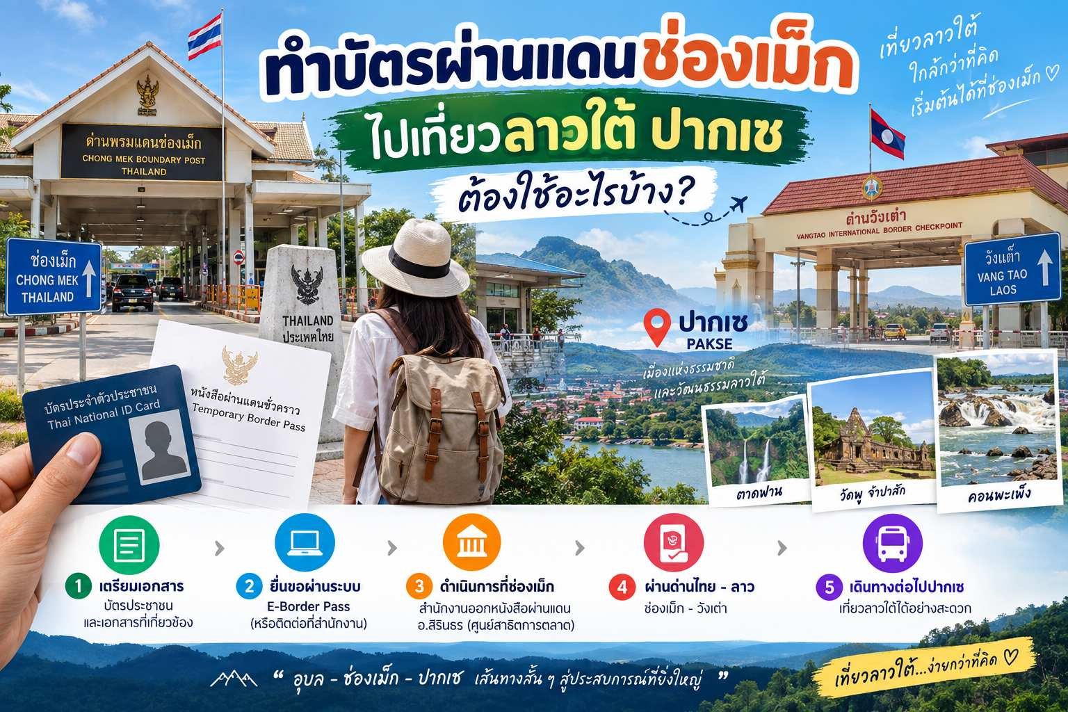 ทำบัตรผ่านแดนช่องเม็ก ไปเที่ยวลาวใต้ ปากเซ ต้องใช้อะไรบ้าง?