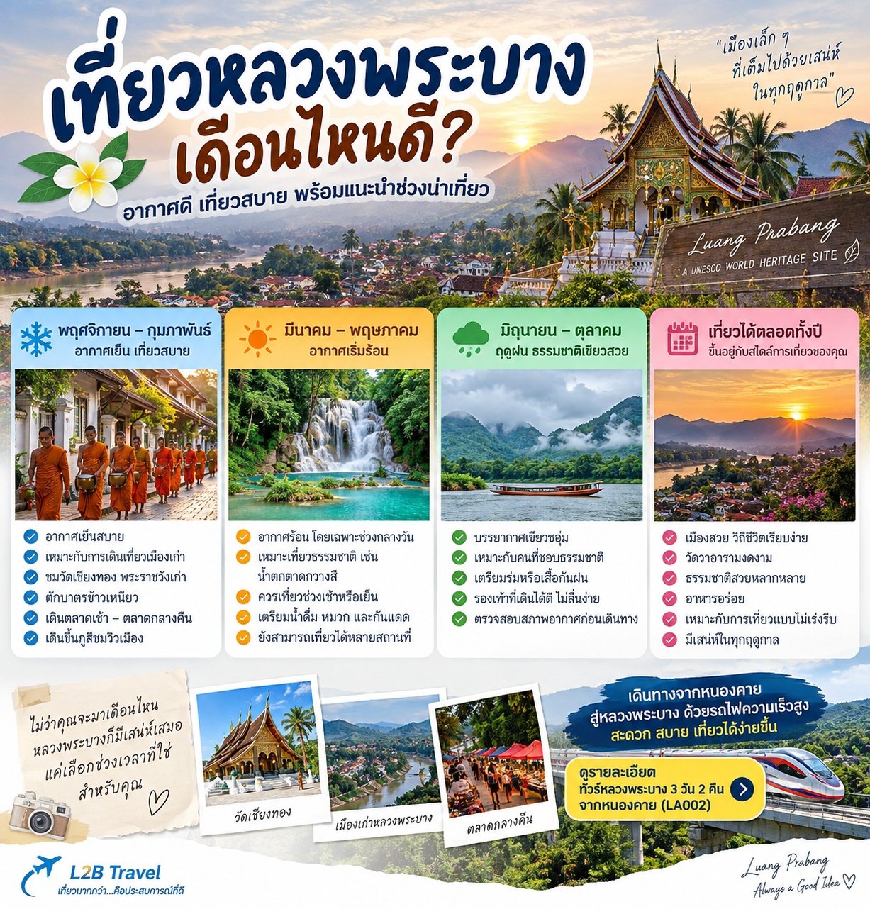 เที่ยวหลวงพระบางเดือนไหนดี? อากาศดี เที่ยวสบาย พร้อมแนะนำช่วงน่าเที่ยว