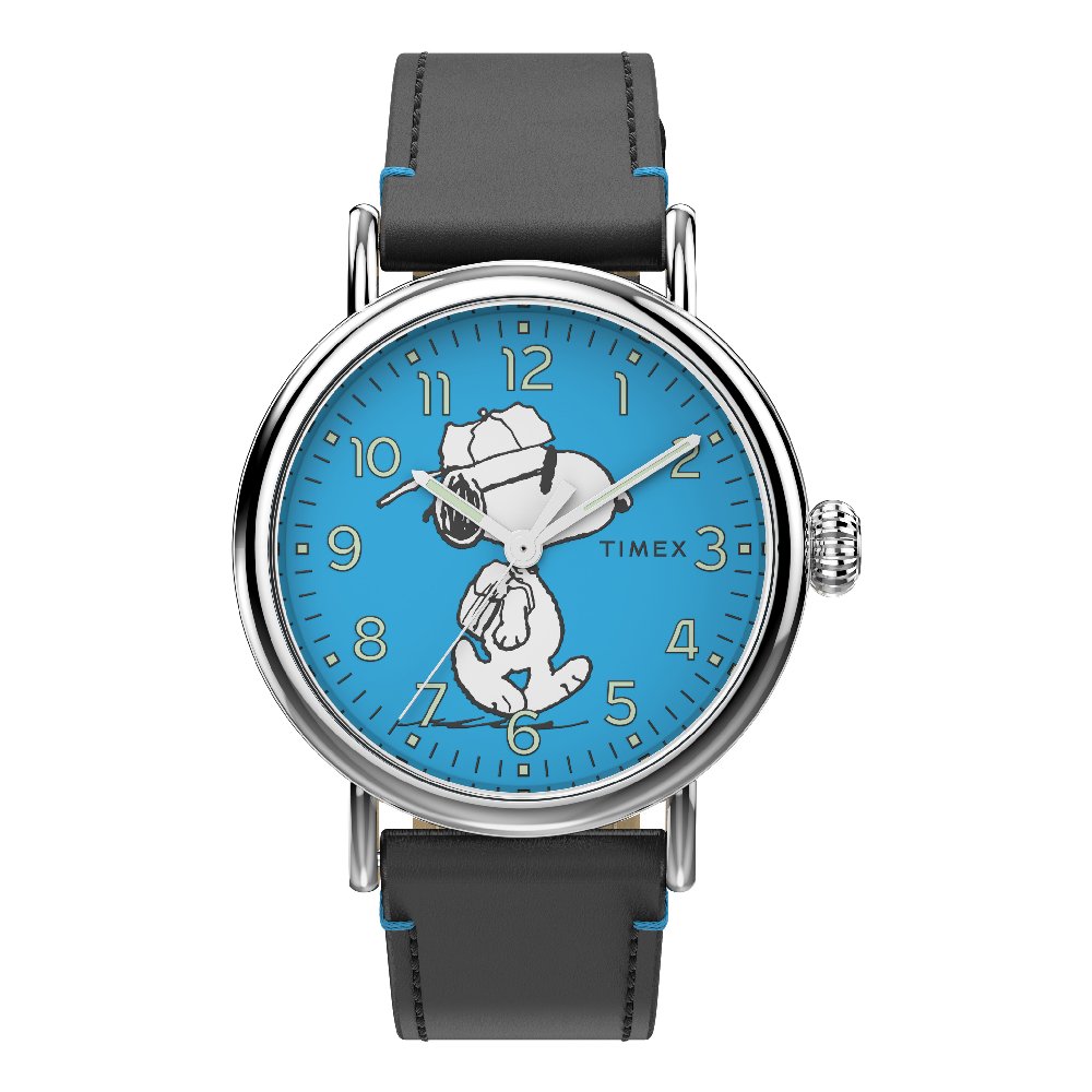 Timex W22 PEANUTS STAND BTS 40Mนาฬิกาข้อมือผู้ชายและผู้หญิง สีฟ้า