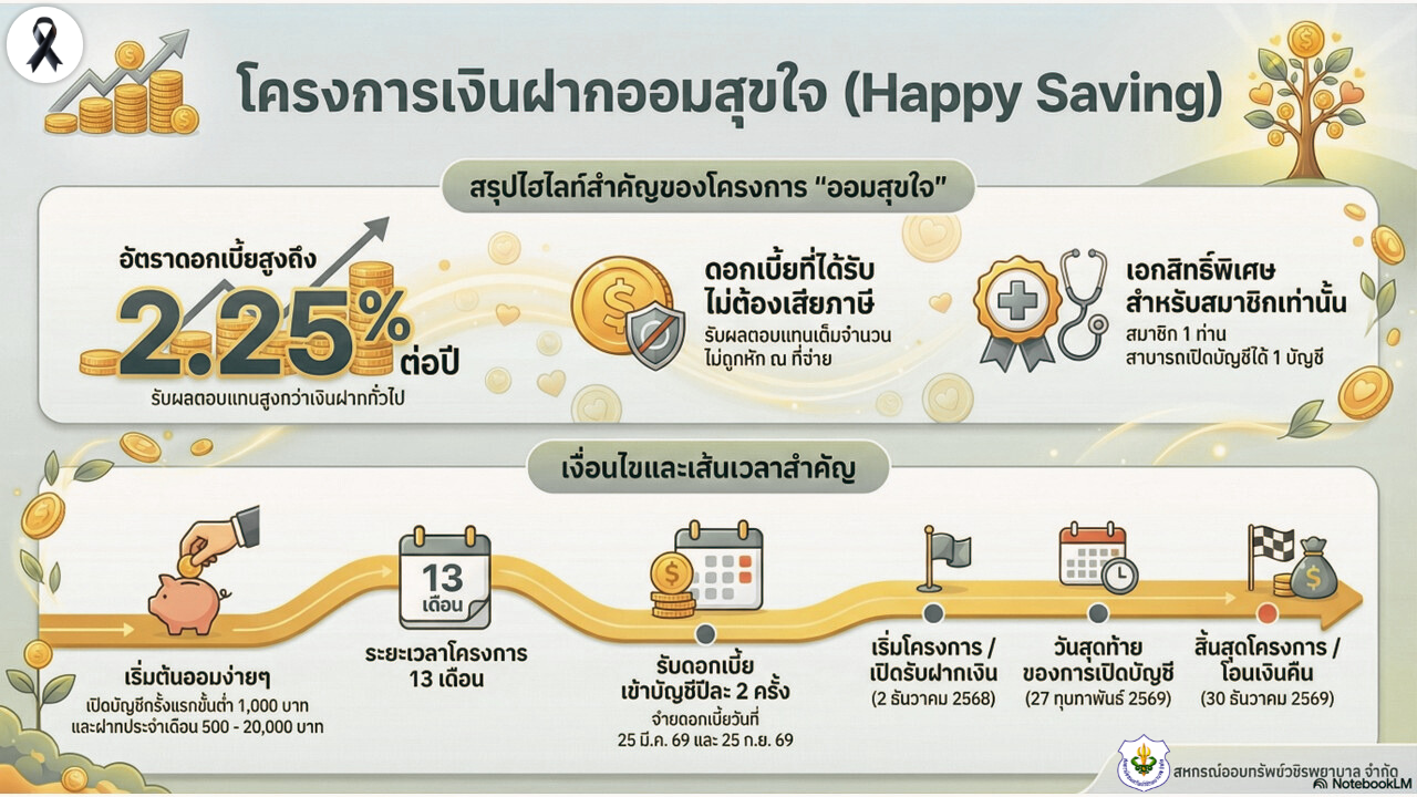 การรับเงินฝากโครงการออมสุขใจ Happy Saving