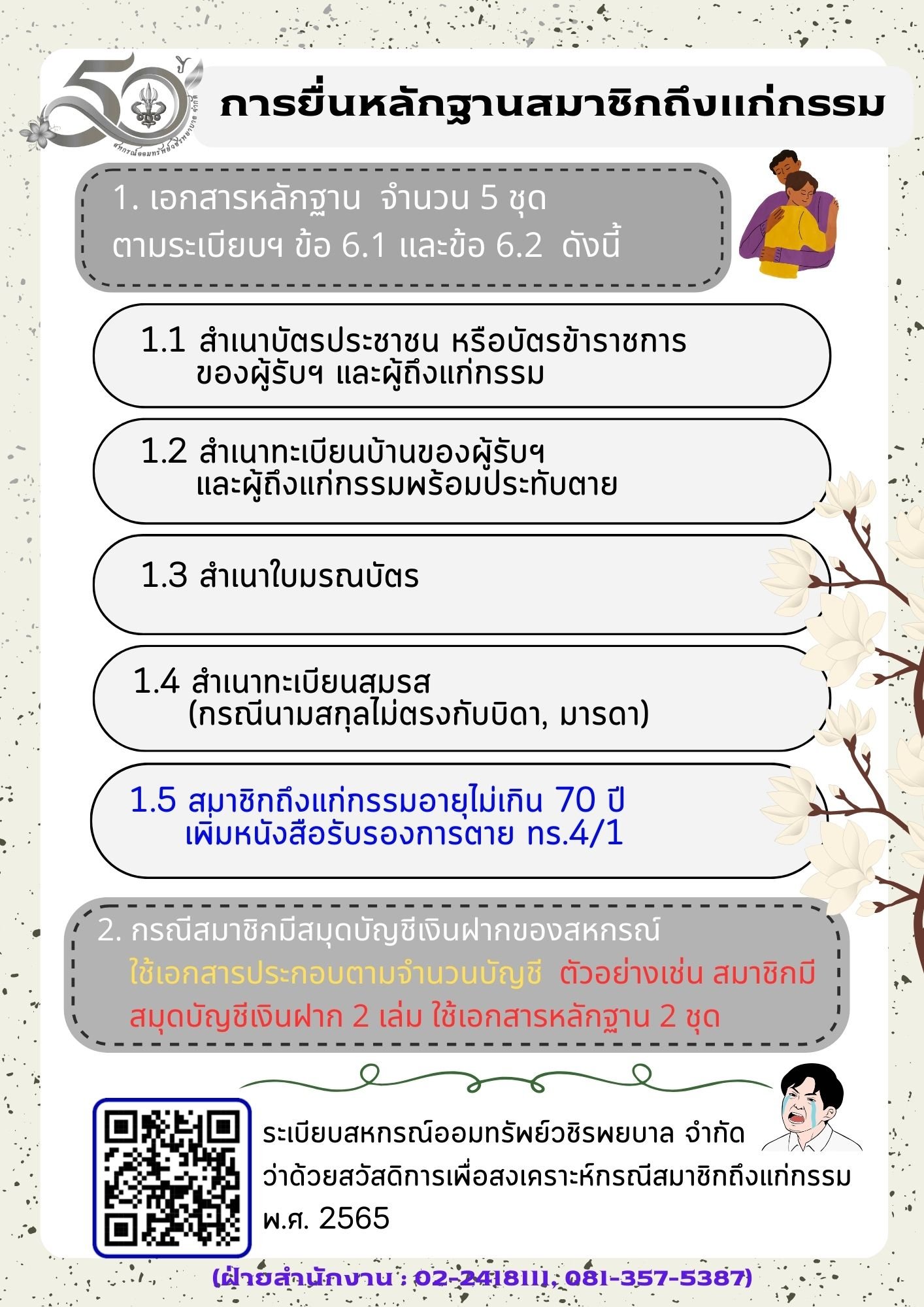 การยื่นหลักฐานสมาชิกถึงแก่กรรม