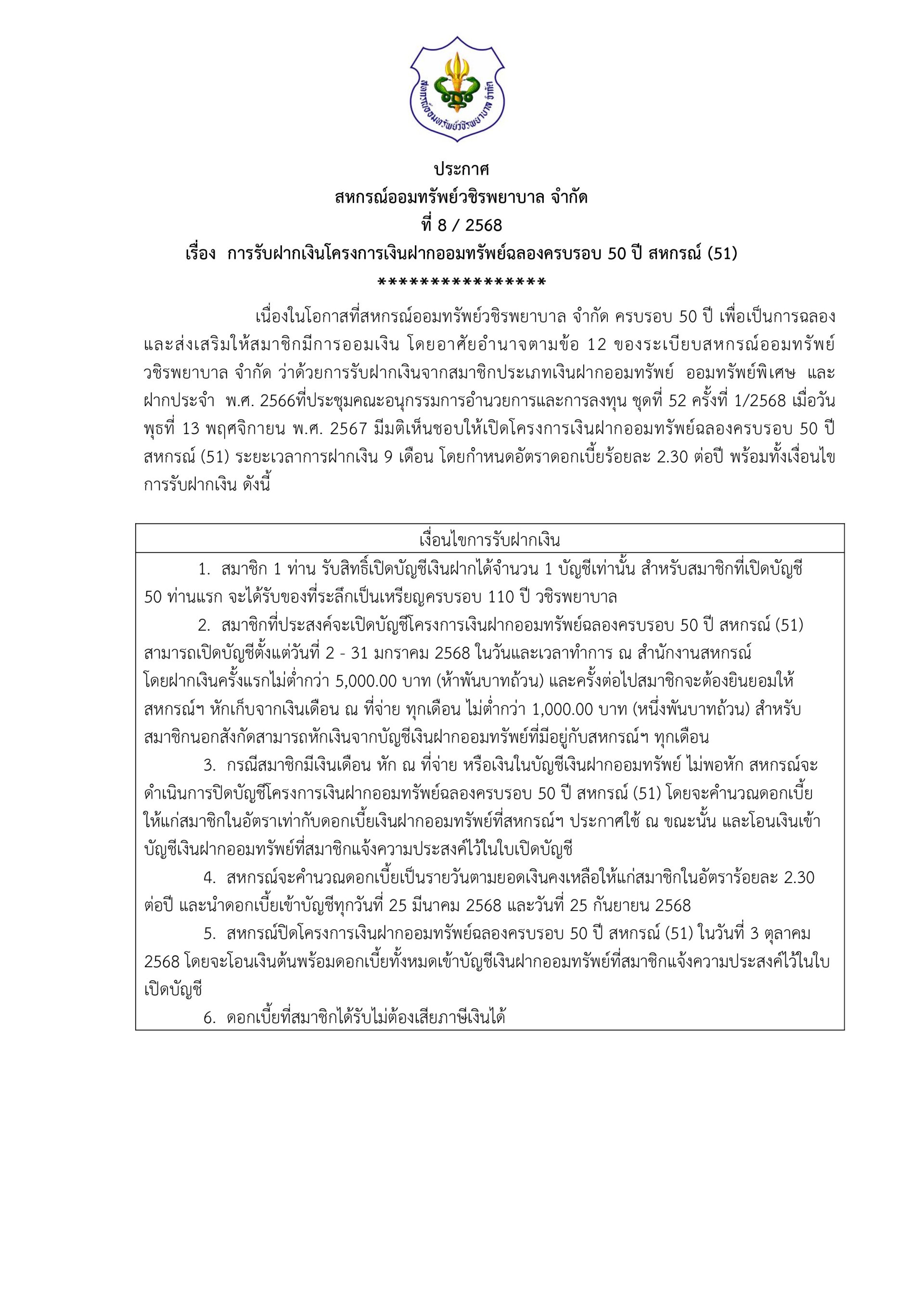 การรับฝากเงินโครงการเงินฝากออมทรัพย์ฉลองครบรอบ 50 ปี สหกรณ์ (51)