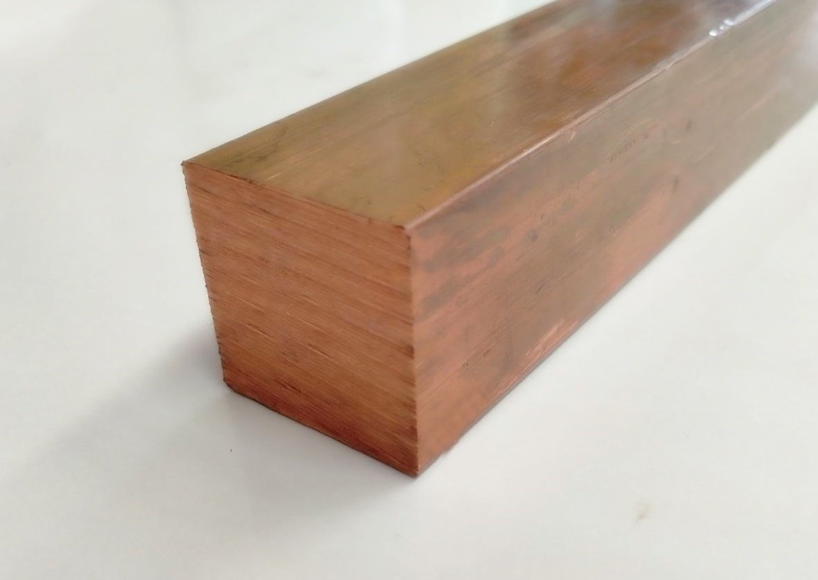ทองแดง สี่เหลี่ยมตัน  ขนาด 2" Copper Square Bar  แบ่งขายที่ ความยาว 10 เซนติเมตร