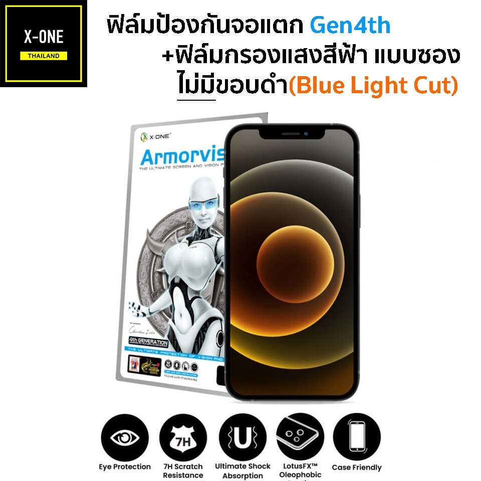 Gen4 ฟิล์มป้องกันแสงสีฟ้า iPhone ทุกรุ่น Amorvisor ซอง แบบไม่มีขอบดำ
