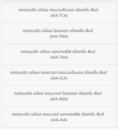 เปรียบเทียบผลตอบแทน กองทุนรวมผสม ในกรมธรรม์ควบการลงทุน AIA Unit Linked