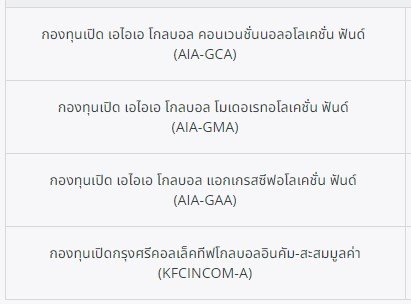 เปรียบเทียบผลตอบแทน กองทุนรวมที่ลงทุนในต่างประเทศ (ผสม) ในกรมธรรม์ควบการลงทุน AIA Unit Linked