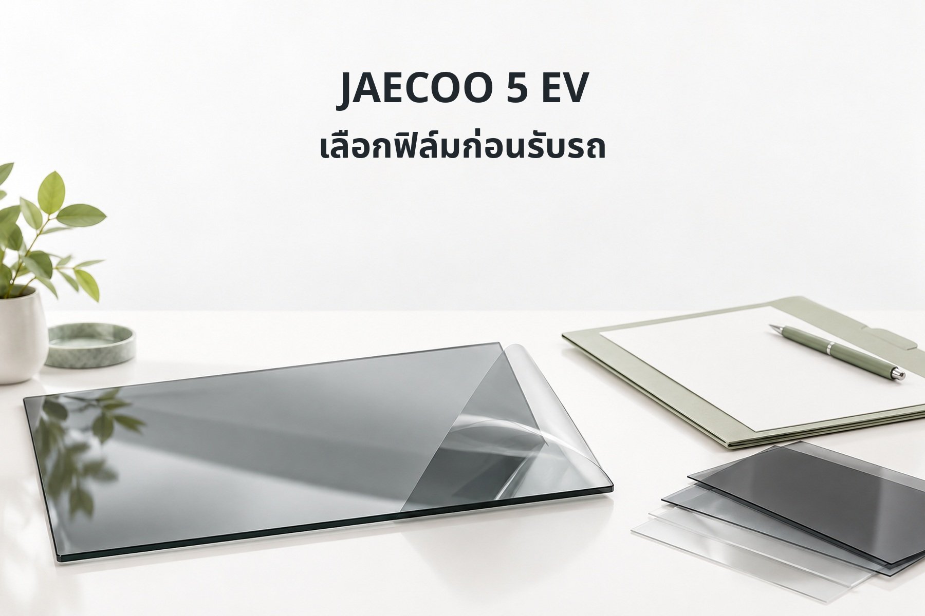 ภาพประกอบตัวอย่างฟิล์มและรายการเตรียมซื้อสำหรับ JAECOO 5 EV