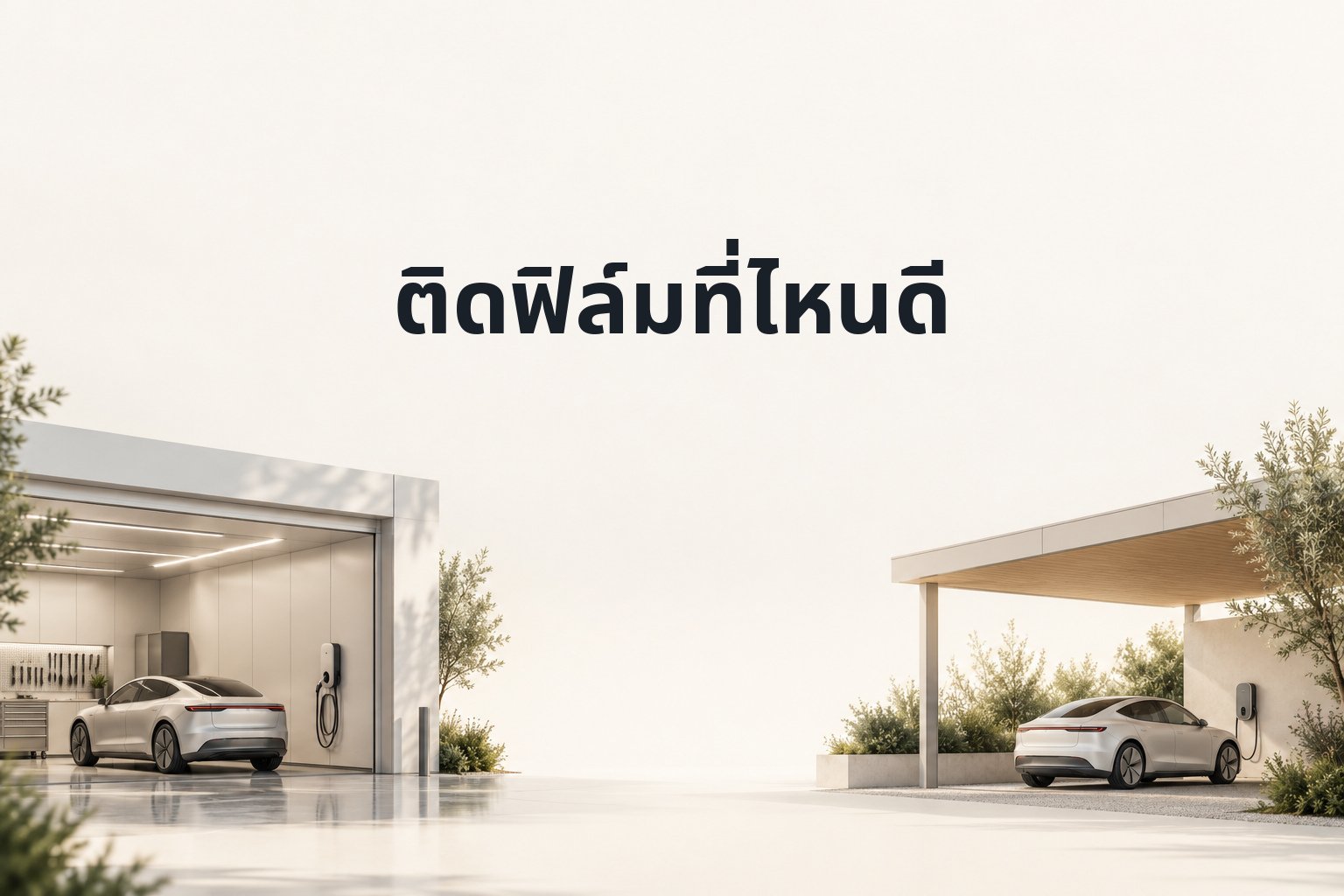 ติดฟิล์มรถ EV พรีเมียมนอกสถานที่หรือที่ร้าน เลือกแบบไหนให้เหมาะกับงาน?
