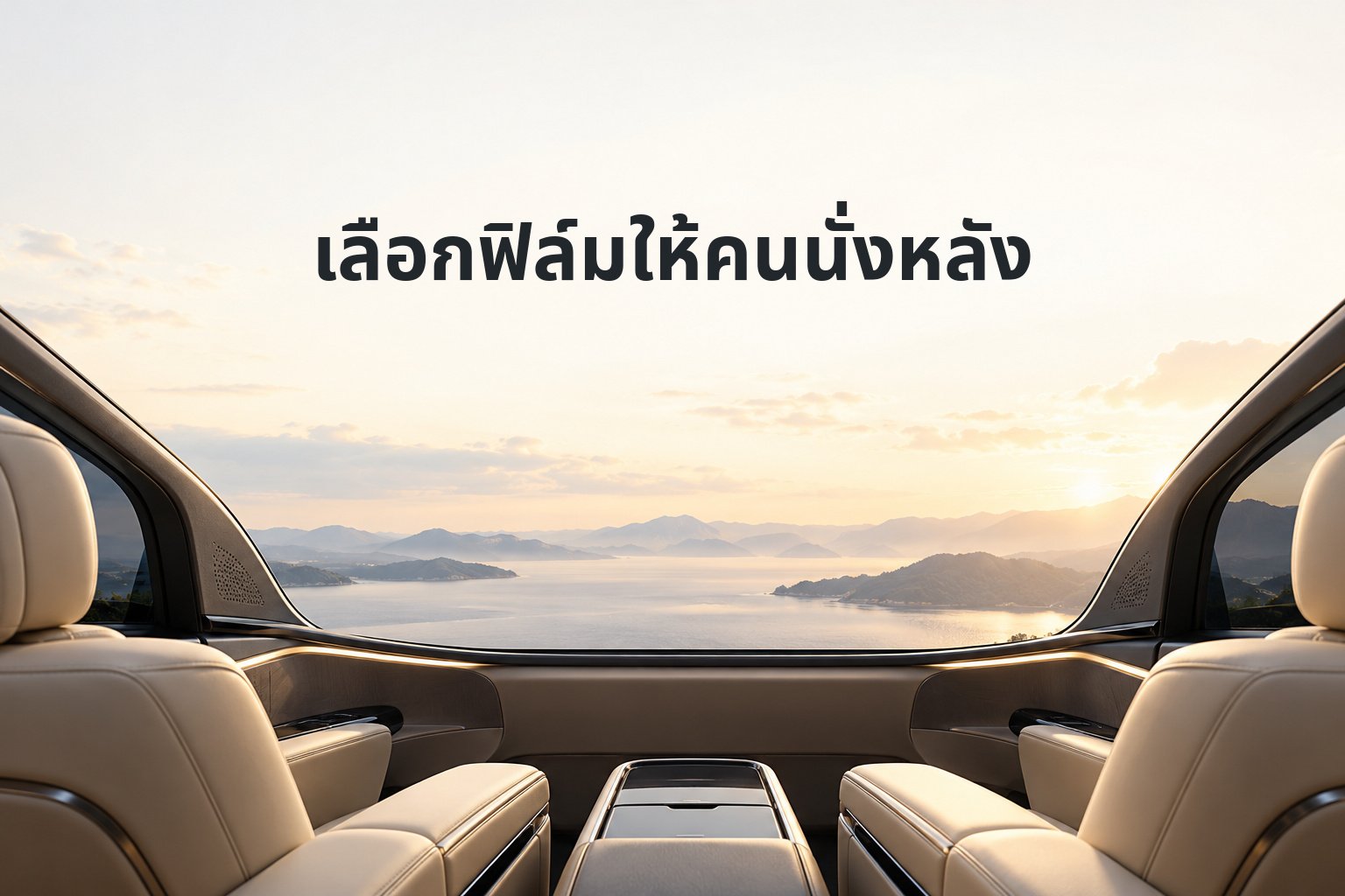 ภาพประกอบ AI ห้องโดยสาร MPV สมมติสำหรับการเลือกฟิล์มให้ผู้โดยสารด้านหลัง