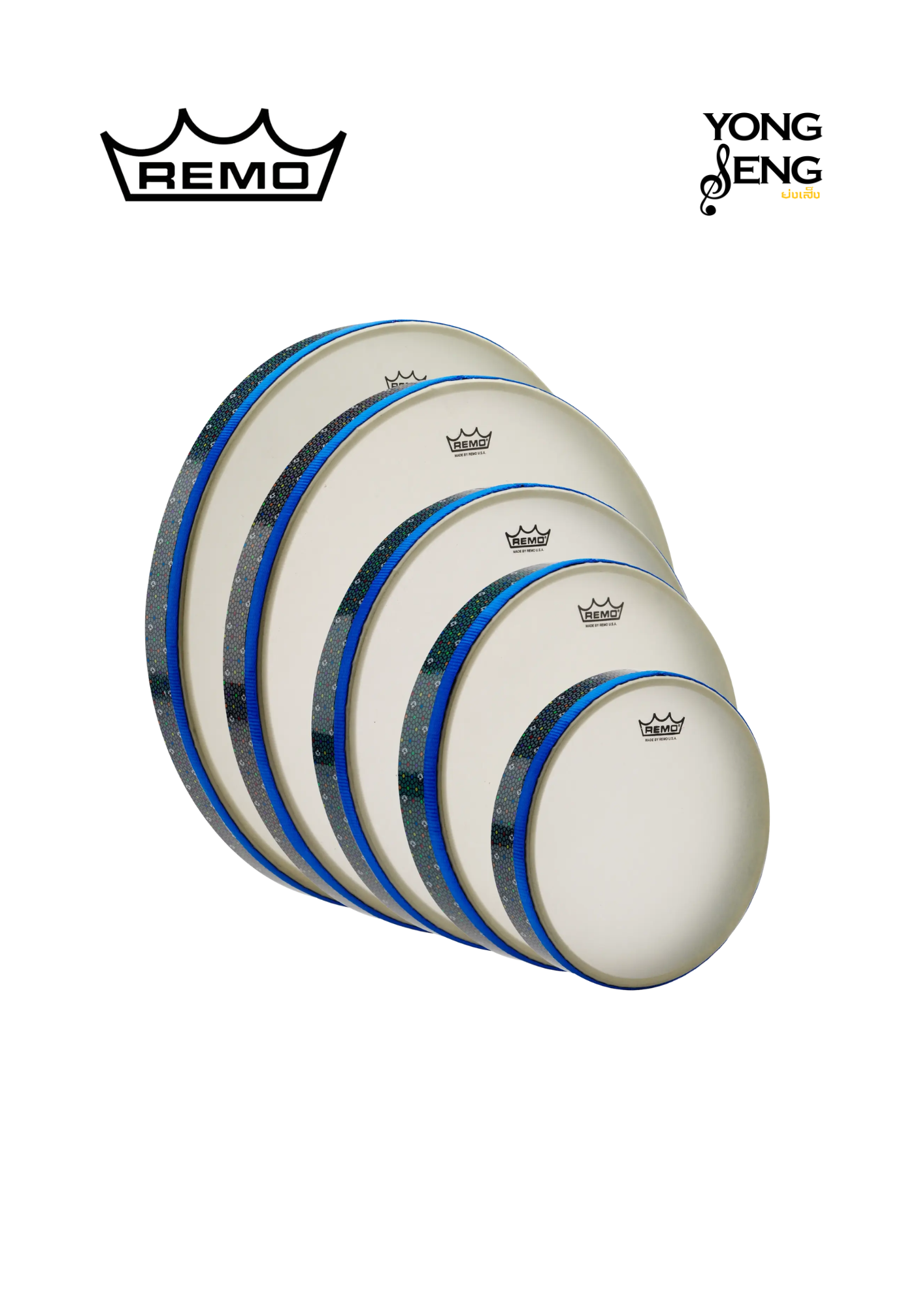 Thinline Frame Drum Remo, Set of 5 w/bag (8",10",12"14",16")