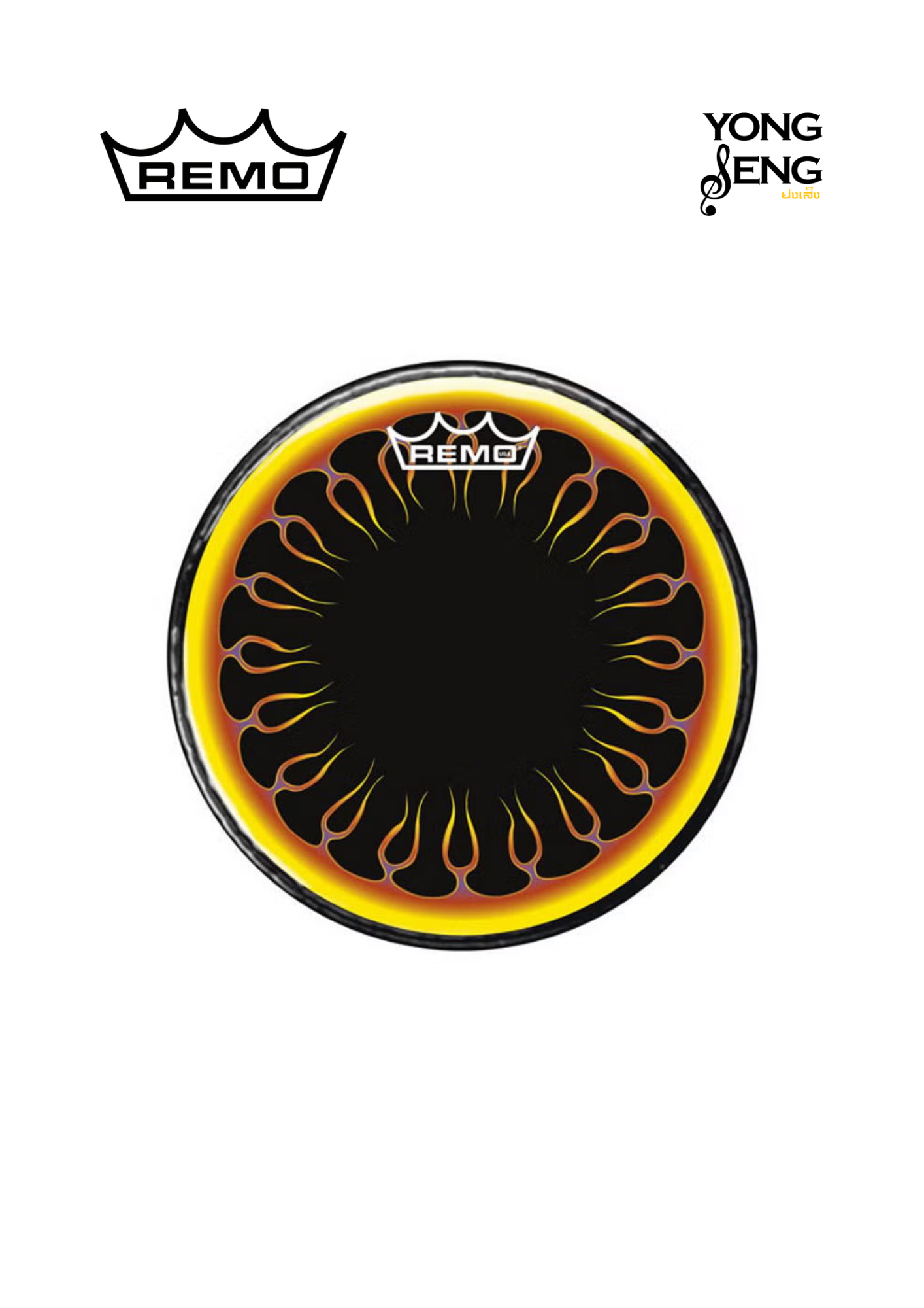 หนังกลอง Remo รุ่น Graphic Round Flames