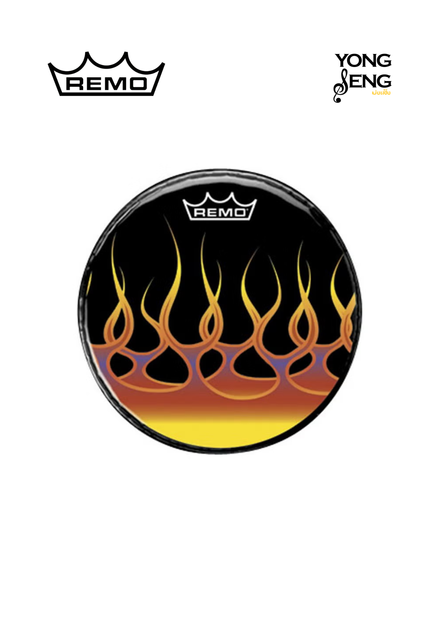 หนังกลอง Remo รุ่น Graphic Round Flames