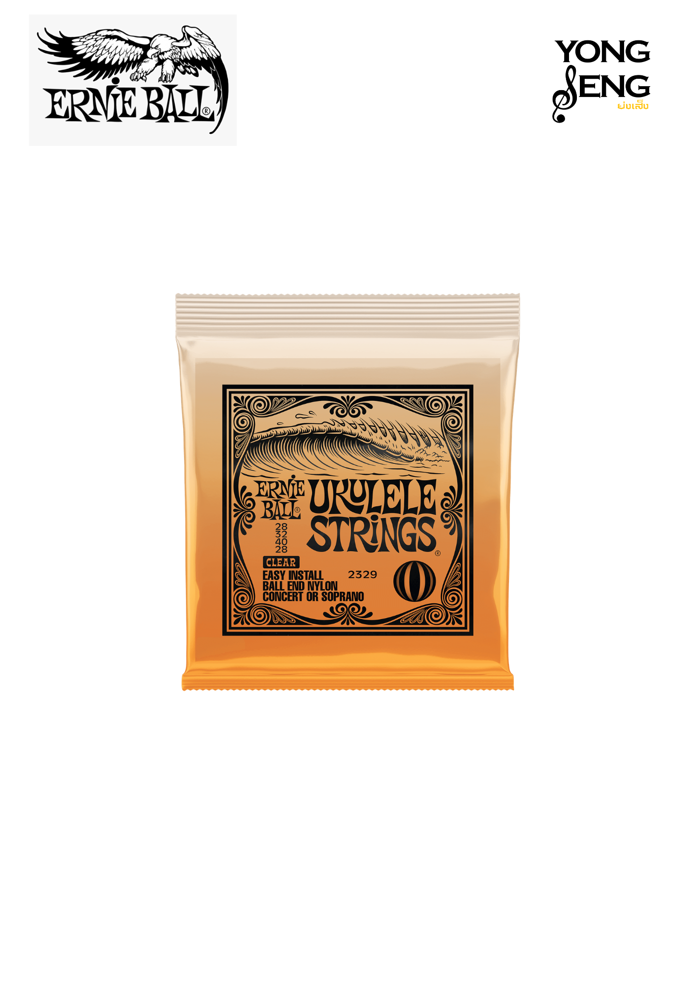 สายยูคูเลเล่ Ernie Ball Concert/Soprano Nylon Ball End Ukulele Strings - Clear