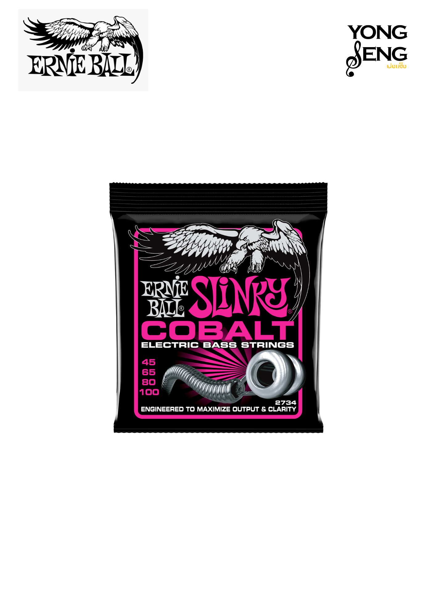 สายกีตาร์เบส Ernie Ball Super Slinky Cobalt Electric Bass Strings 45-100 Gauge