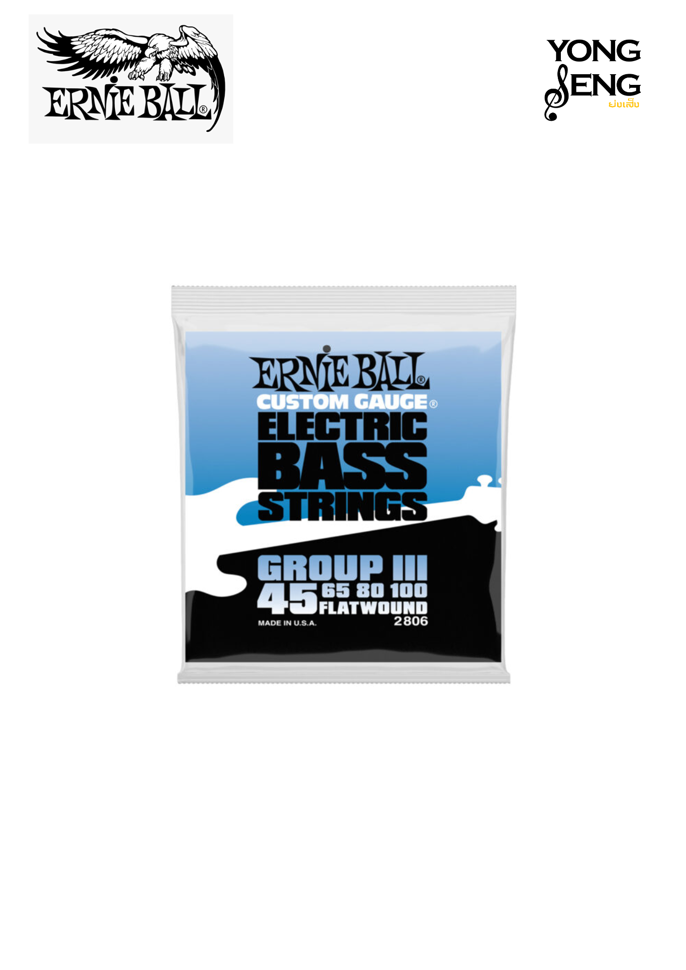 สายกีตาร์เบส Ernie Ball รุ่น Ernie Ball Flatwound Group III Electric Bass Strings 45-100
