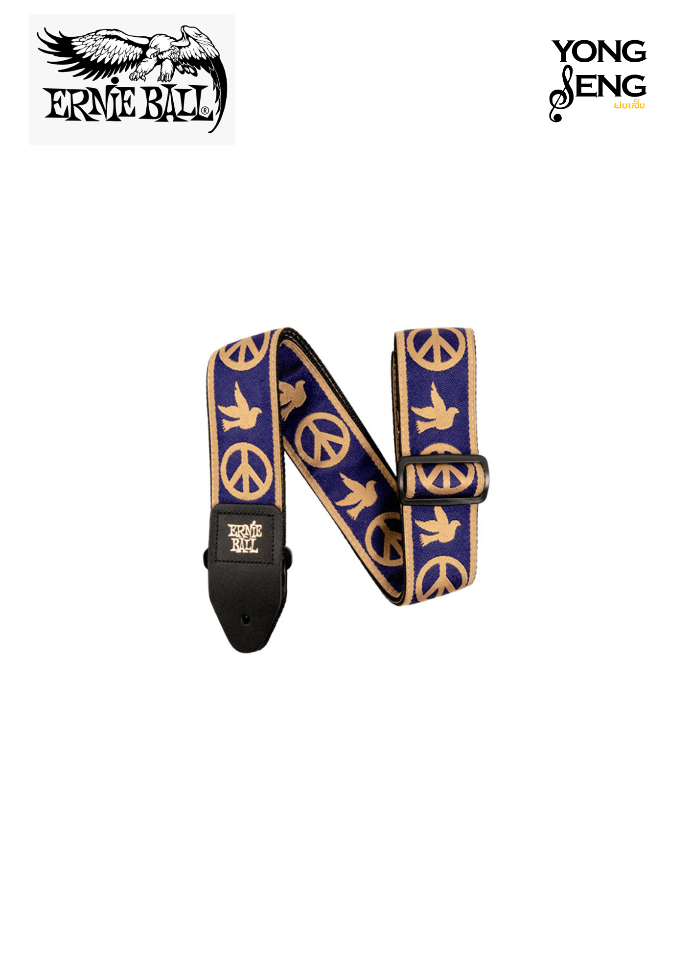 สายสะพาย Ernie Ball (Peace Love Dove Beige/Navy Blue Strap)