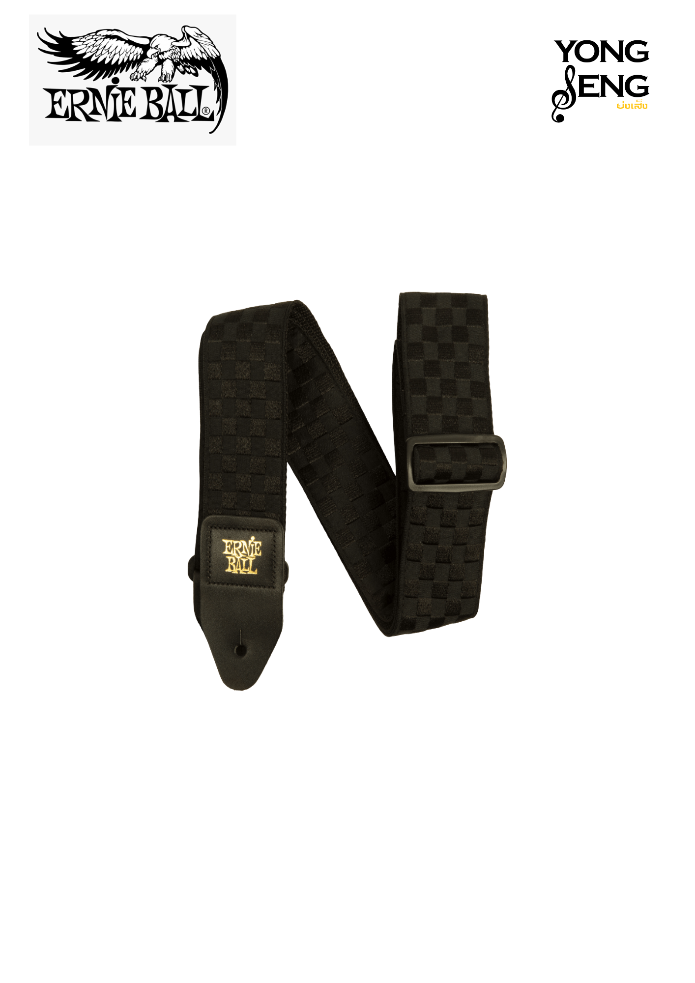 สายสะพาย Ernie Ball (Black Checkers Jacquard Strap)