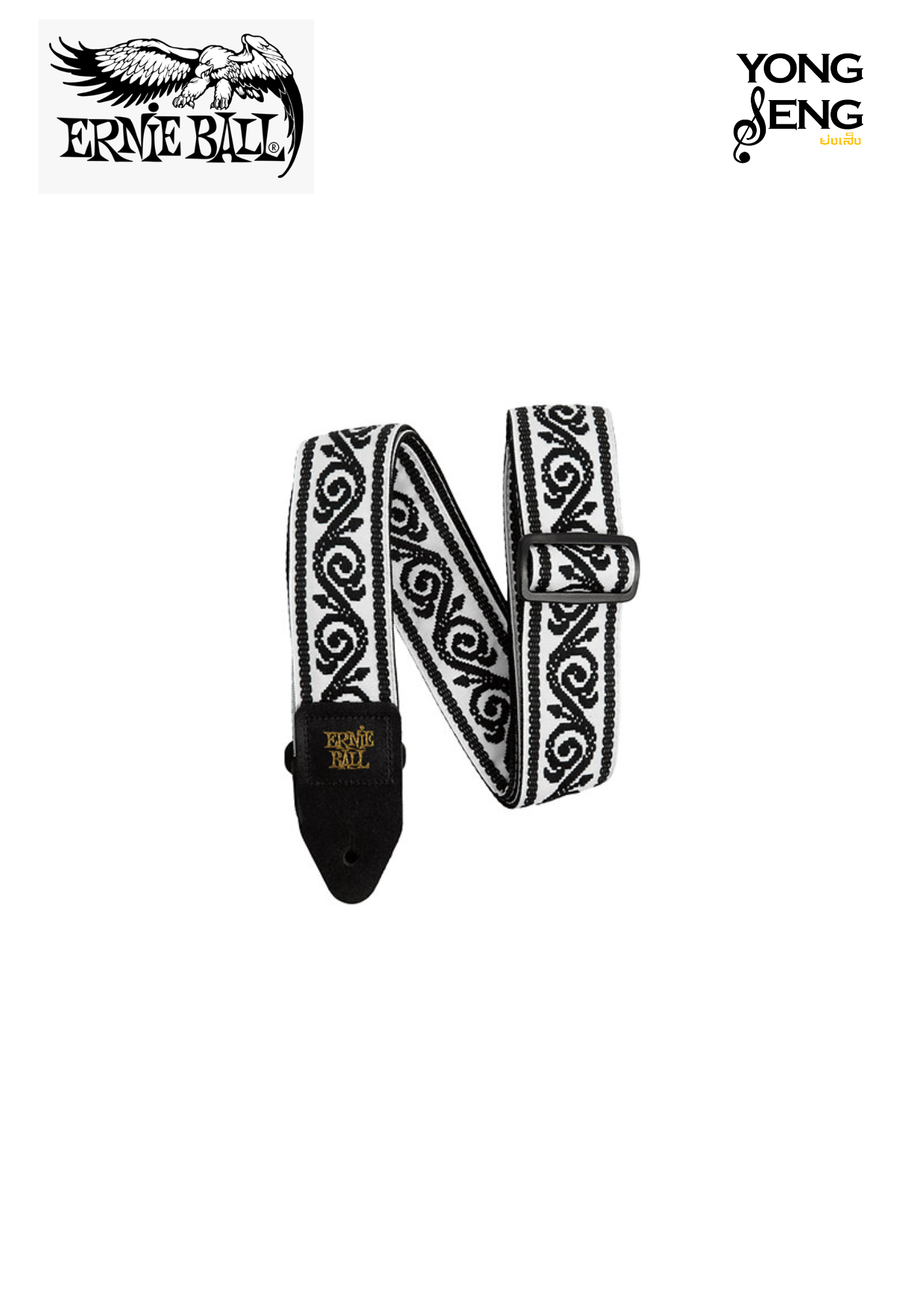 สายสะพาย Ernie Ball (Black Vine Jacquard Strap)
