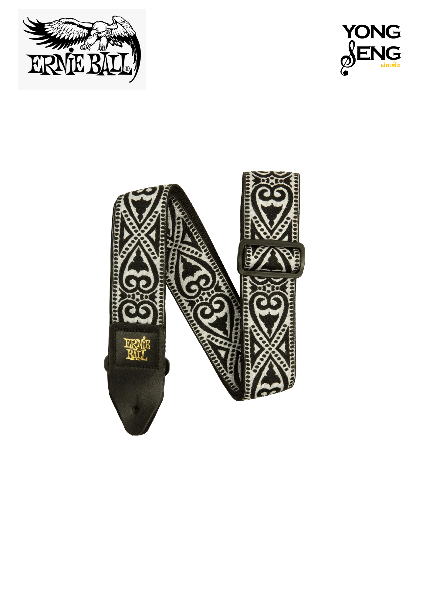 สายสะพาย Ernie Ball (Black Heart Jacquard Strap)