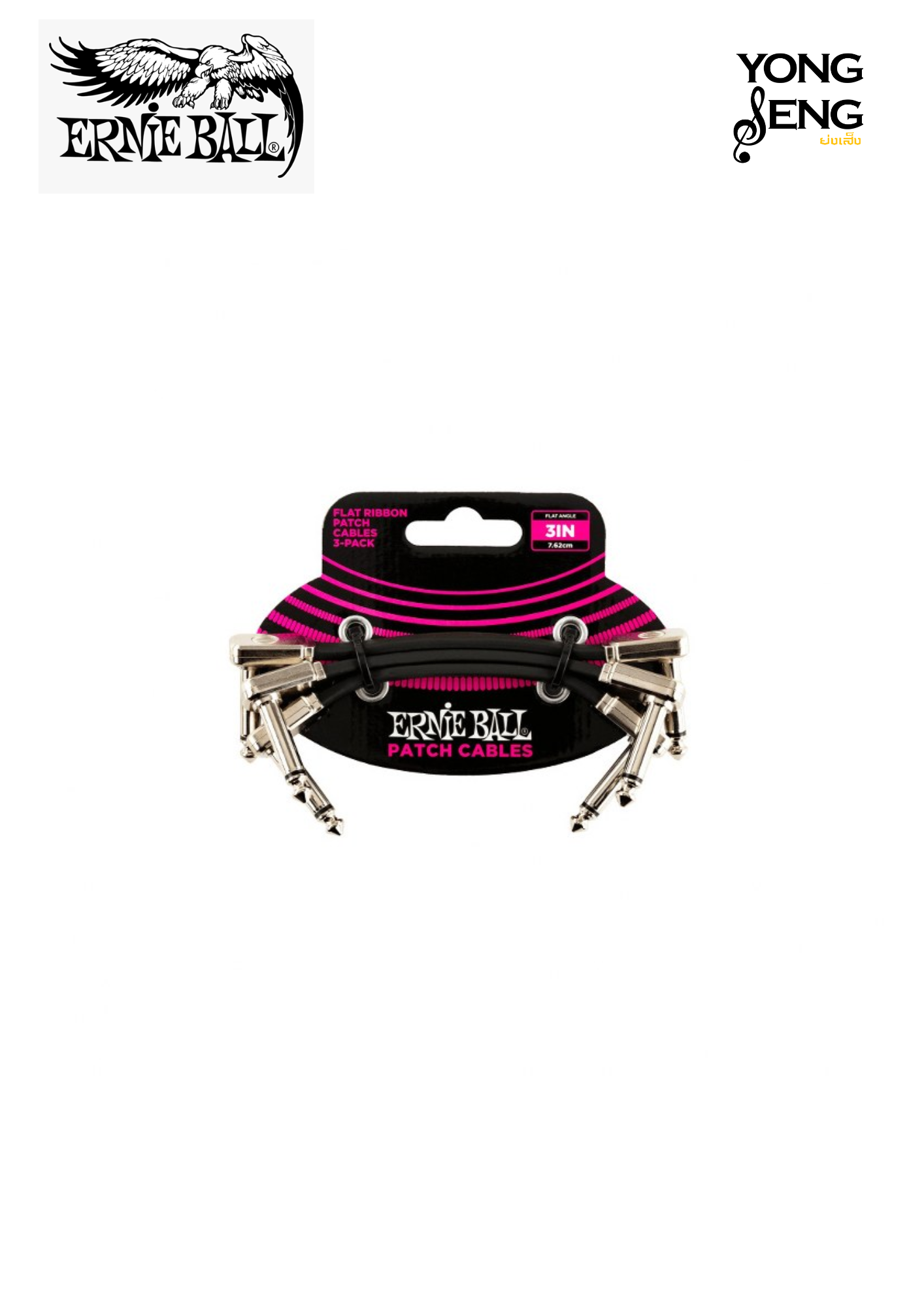 สายพ่วงเอฟเฟคหัวแบน Ernie Ball 3" แพค 3 สีดำ