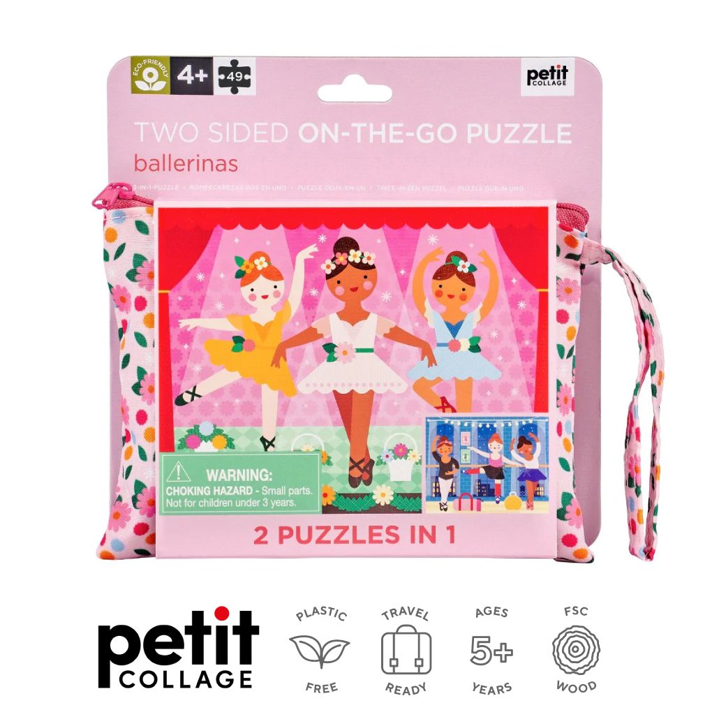 Petit Collage จิ๊กซอว์ต่อได้ 2 ด้าน ลายนักบัลเล่ Ballerina Two-sided On-the-Go Puzzle ( 49 ชิ้น)