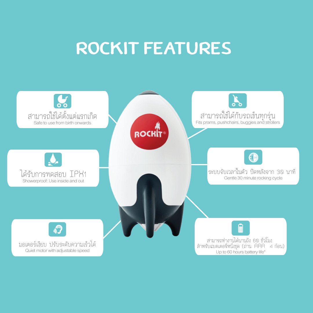 Rockit Portable Baby Rocker. Fits Any Stroller, pram, Pushchair or Buggy.  Original AA Battery Version.