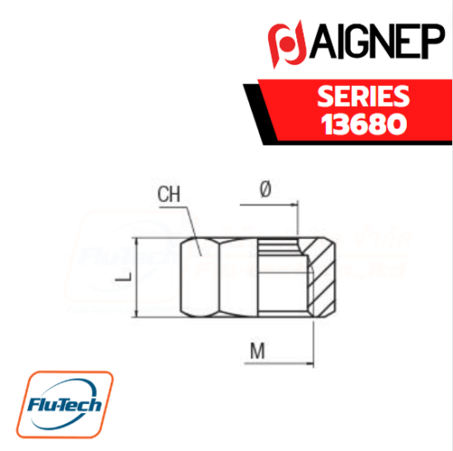 13680 Pin AIGNEP – SERIES 13680 | NUT compression fittings - flutechthailand