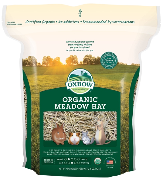 Oxbow หญ้าเมโดว์ Organic Meadow Hay 15 ออนซ์ (425 กรัม) อาหารกระต่าย แกสบี้ ชินชิล่า แพรี่ด็อก