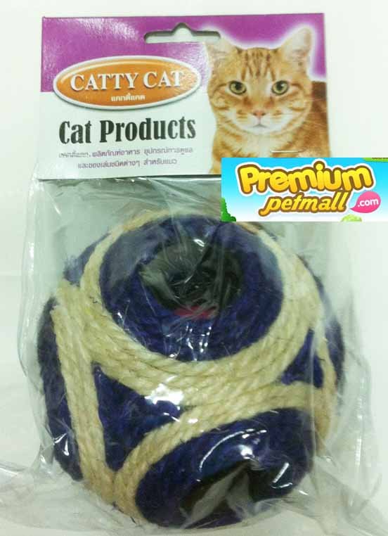 ตระกร้อเชือกพร้อมลูกบอลพลาสติก สำหรับให้แมวข่วน Catty Cat