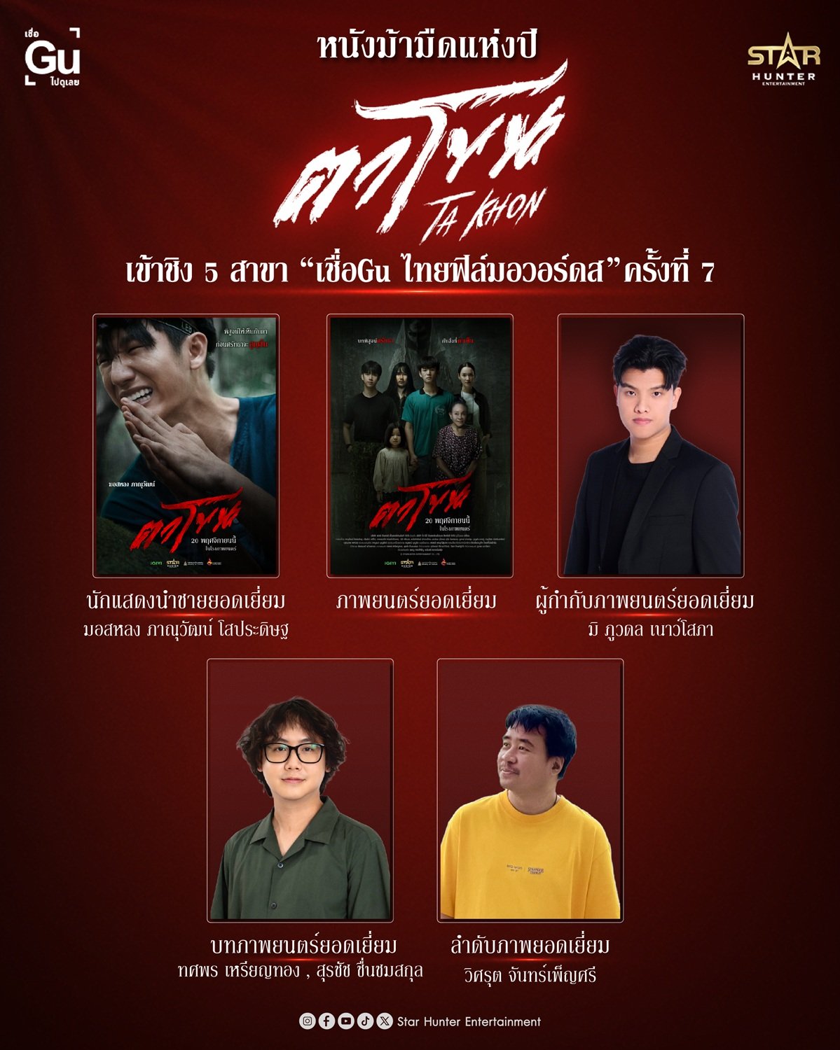 แรงตั้งแต่เรื่องแรก! "ตาโขน" ผงาดหนังม้ามืดแห่งปี เข้าชิง 5 สาขา "เชื่อGu ไทยฟิล์มอวอร์ดส ครั้งที่ 7" (ปี 2025)