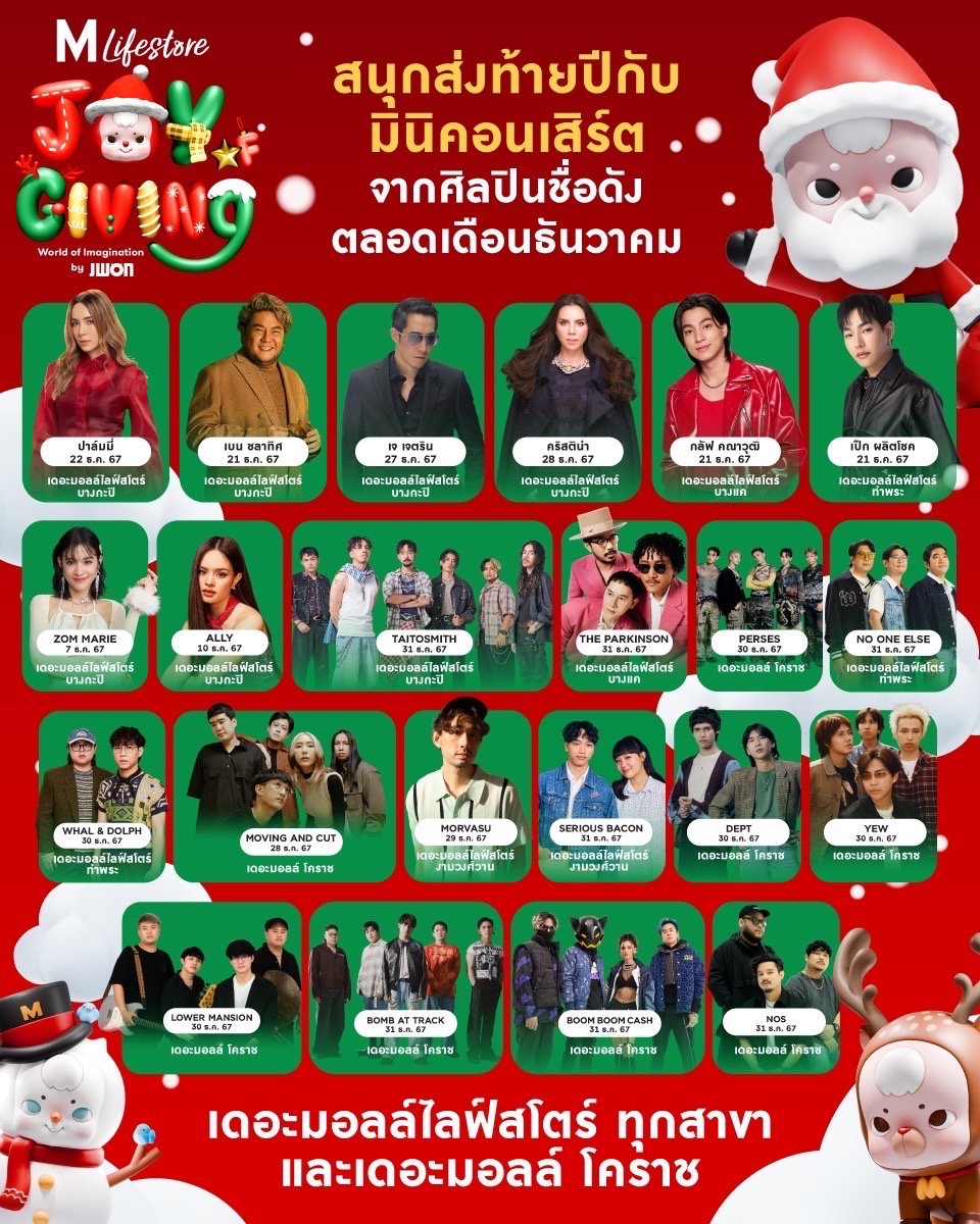 พาเหรดศิลปินตบเท้ามอบความสุข ต้อนรับปีใหม่ ในงาน "THE MALL LIFESTORE JOY OF GIVING"