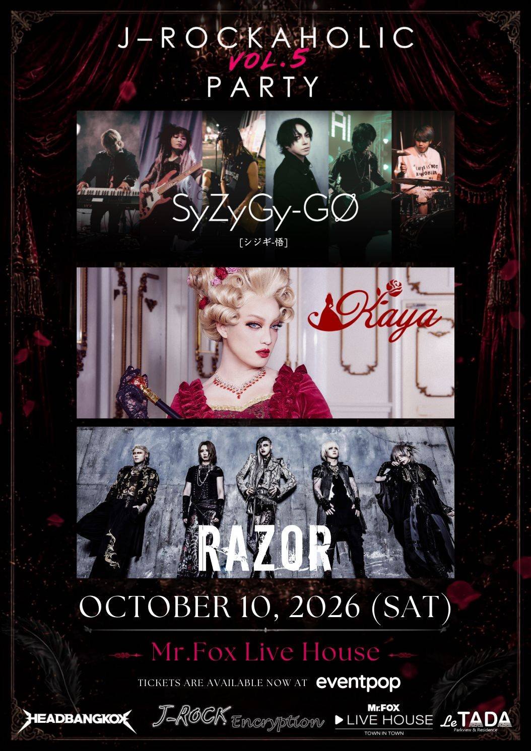 สาย J-Rock ห้ามพลาด! J-Rockaholic PARTY Vol.5 รวมพล 10 ต.ค. นี้ พบกับ KAYA, RAZOR และ SyZyGy-GO