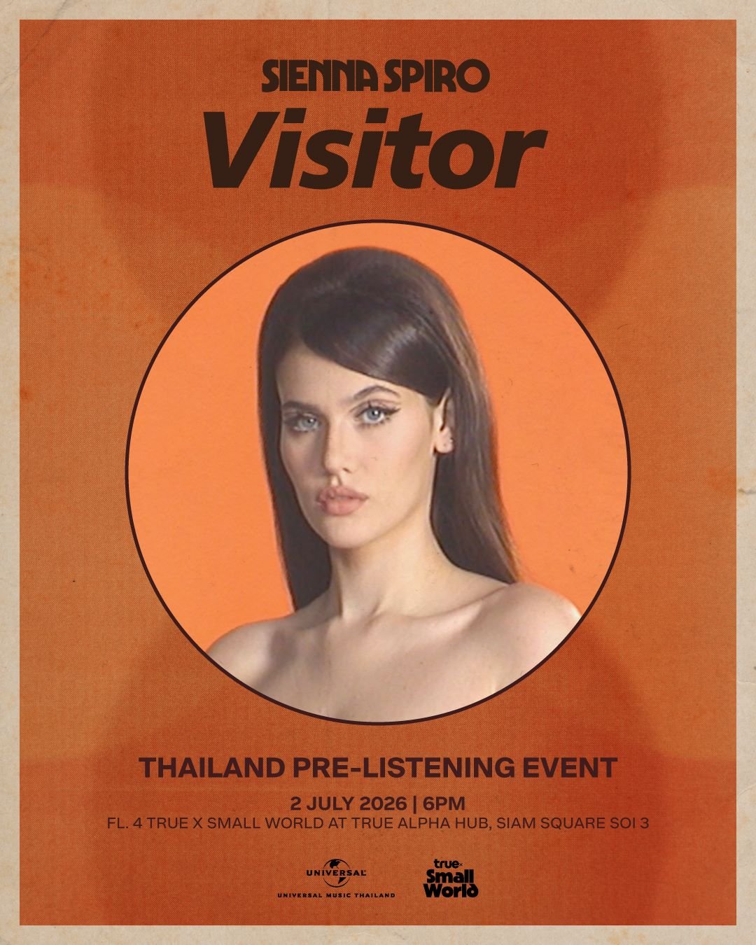ฟังก่อนใครในไทย! ร่วมเป็น 50 ผู้โชคดี ฟังอัลบั้มใหม่ Visitor ของ SIENNA SPIRO ก่อนวันปล่อยจริง พร้อมชมโชว์สุดพิเศษจาก JustmineNika และ แสตมป์ เจ้าของคลิปไวรัลคัฟเวอร์ "Die On This Hill" 