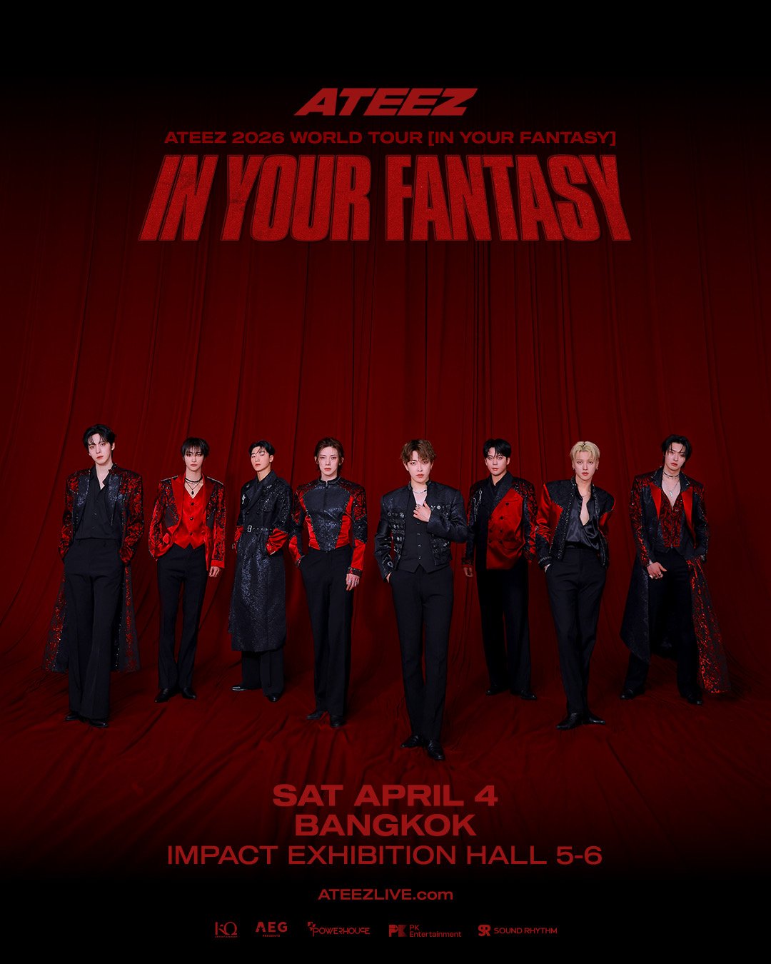 ATEEZ ซูเปอร์กรุ๊ประดับโลกประกาศ "ATEEZ 2026 WORLD TOUR [IN YOUR FANTASY] IN BANGKOK" ปักหมุด 4 เมษายน 2569 ณ อิมแพ็ค เอ็กซิบิชั่น ฮอลล์ 5-6