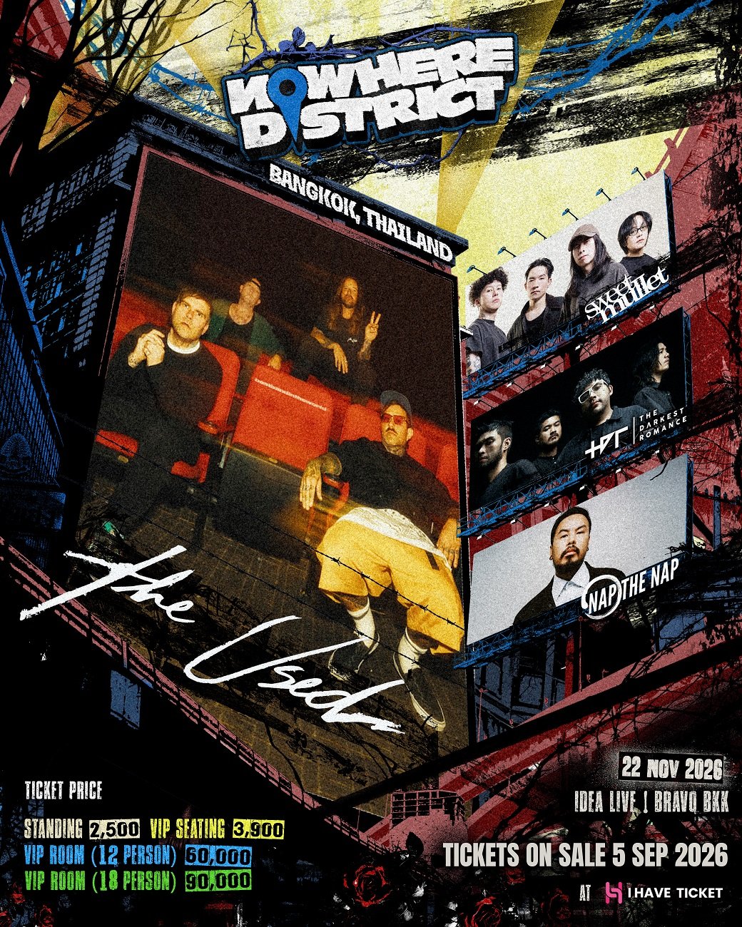 The Used, Sweet Mullet, The Darkest Romance และ NAP THE NAP เตรียมสาดความเดือดในเทศกาลดนตรีอีโมแห่งปี "NOWHERE DISTRICT" 22 พ.ย. นี้!