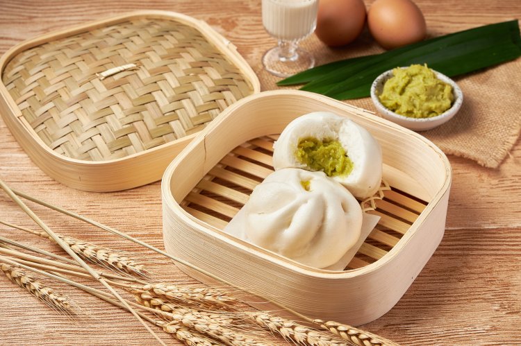 ซาลาเปาไส้สังขยาใบเตย ซาลาเปาทับหลีโฮมเมดลูกต่อลูก แป้งนุ่ม ไส้แน่น